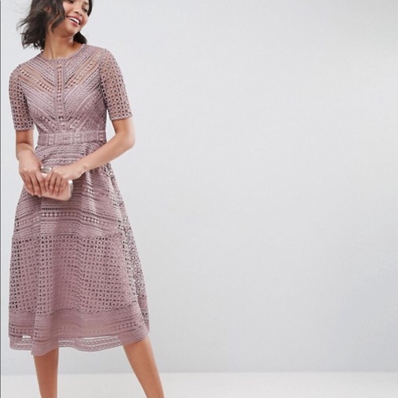 NWT ASOS PREMIUM Lace Crochet Knit Midi Dress - Picture 3 of 8